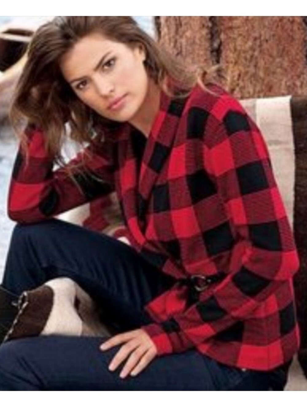 Chaps Buffalo Plaid Sweater Cardigan
